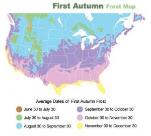 First Autumn Frost Map for Planning Deer Hunts