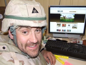 C.J. Winand in Afghanistan viewing GrowingDeer.tv