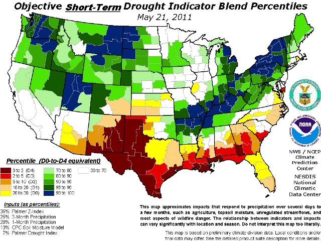 NOAA drought indicator map