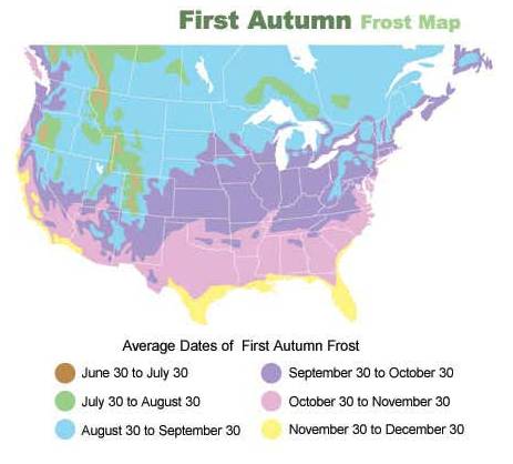 "First Autumn Frost Map for Planning Deer Hunts