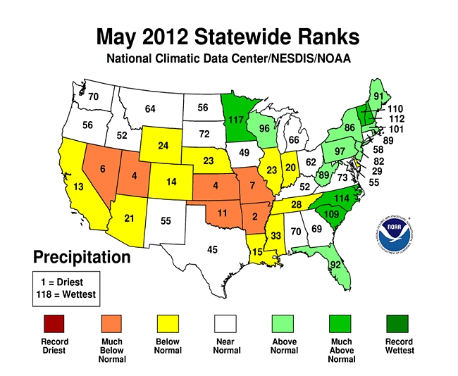 2012 United States Precipitation Ranking