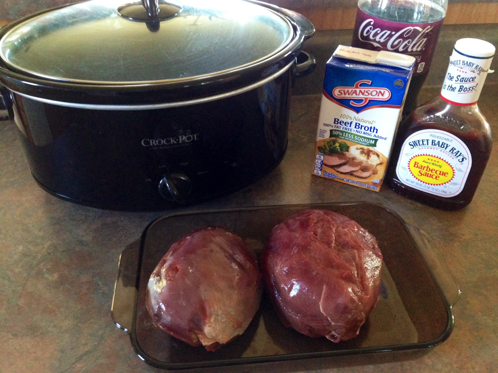 Crock-Pot BBQ made with venison ball roast.