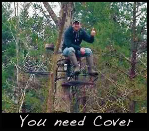 A tree stand with cover.