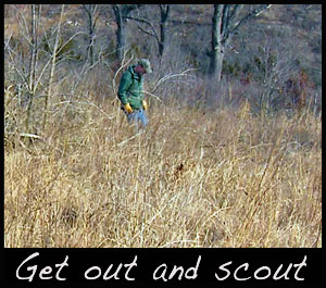 Grant scouts his deer hunting property.