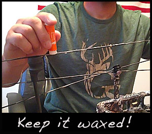 Waxing a bow string