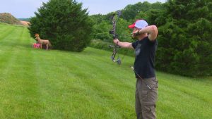 Adam practices with his Prime Rize bow