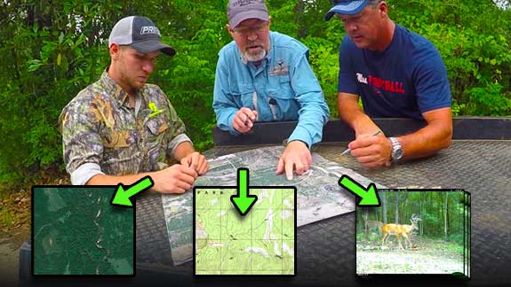 Grant reviews a hunting property map with a client.