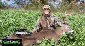 Raleigh tagged her first buck with a bow.