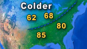 Map showing a cold front.