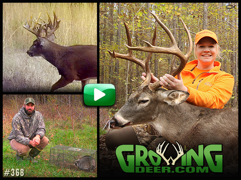 Huge buck and a woman hunter with a big buck