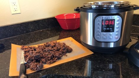 Instant Pot with chopped venison