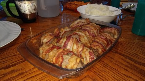 Bacon-wrapped venison loin