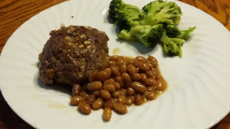 Venison meatloaf with baked beans