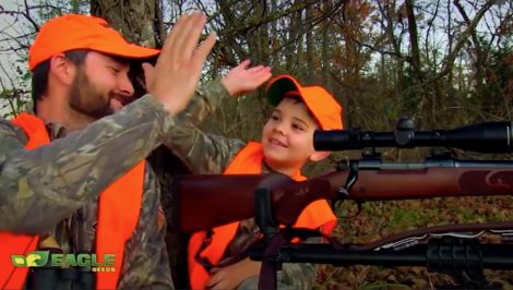 A father and son go deer hunting together