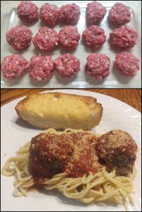 Spaghetti with venison meatballs