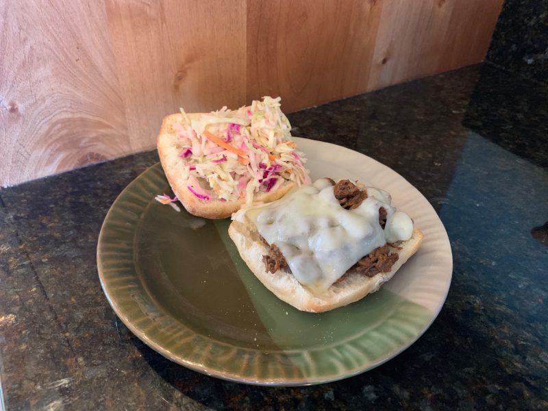 Hot buffalo venison sandwich