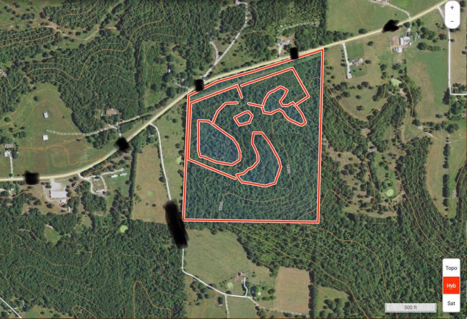 OnX map marked with food plots and trails for access