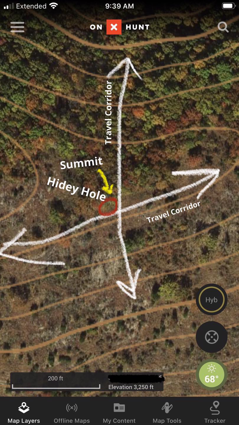 tophograhic mapp of bedding area with new food plot