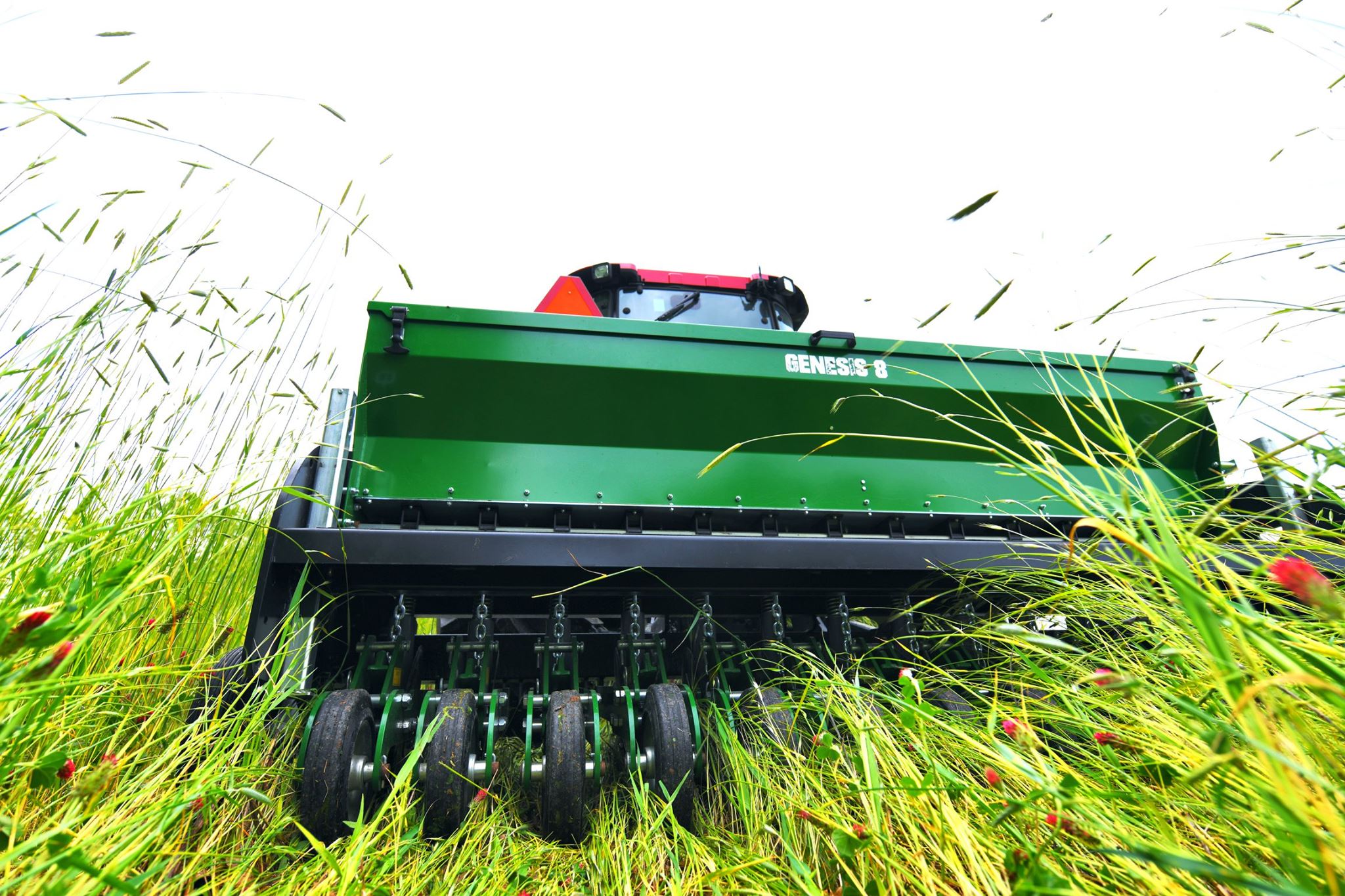 Genesis drill planting into standing greens in a food plot